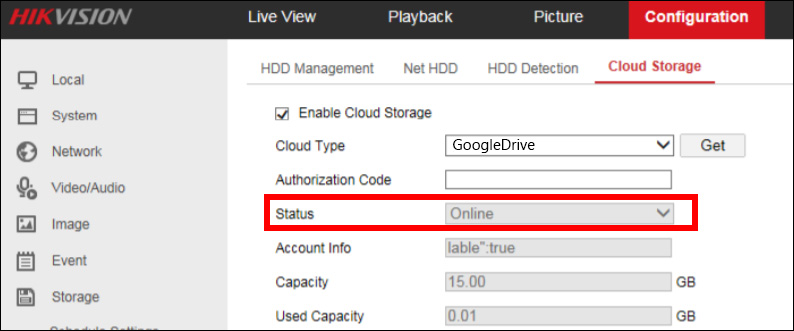 Hikvision cloud deals storage google drive